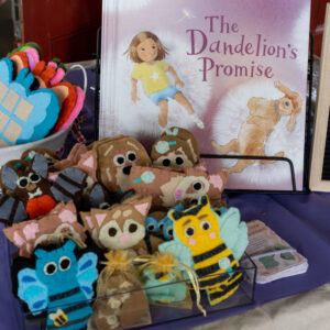 Handmade felt finger puppets featuring characters from The Dandelion’s Promise, crafted by a local craftswoman for storytelling and mindful play